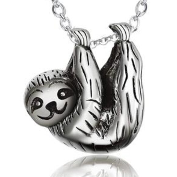 Sloth Gifts Sterling Silver Sloth Necklace Cute Sloth Pendant - Picture 1 of 7